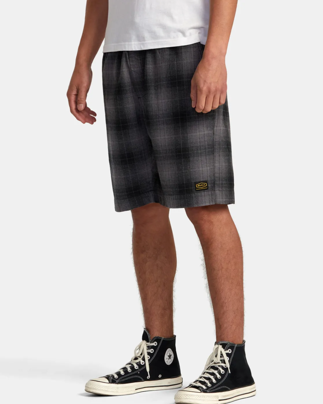 RVCA AMERICANA 20" ELASTIC WAIST YARN DYED SHORTS Black Sale