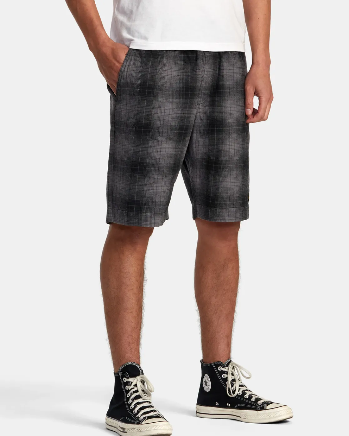 RVCA AMERICANA 20" ELASTIC WAIST YARN DYED SHORTS Black Sale