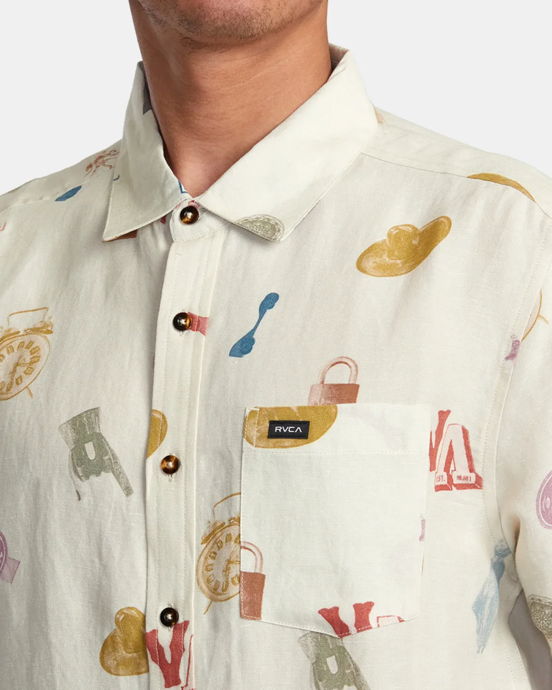 RVCA ARTIFACTS SHORT SLEEVE SHIRT Natural