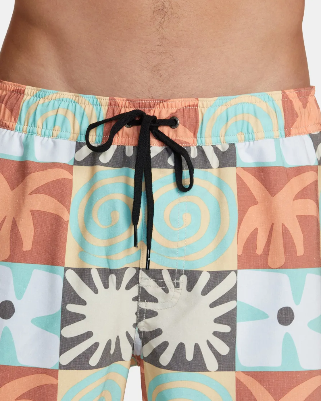 RVCA ATLAS ELASTIC WAIST 17" BOARDSHORTS Multi Check Clearance
