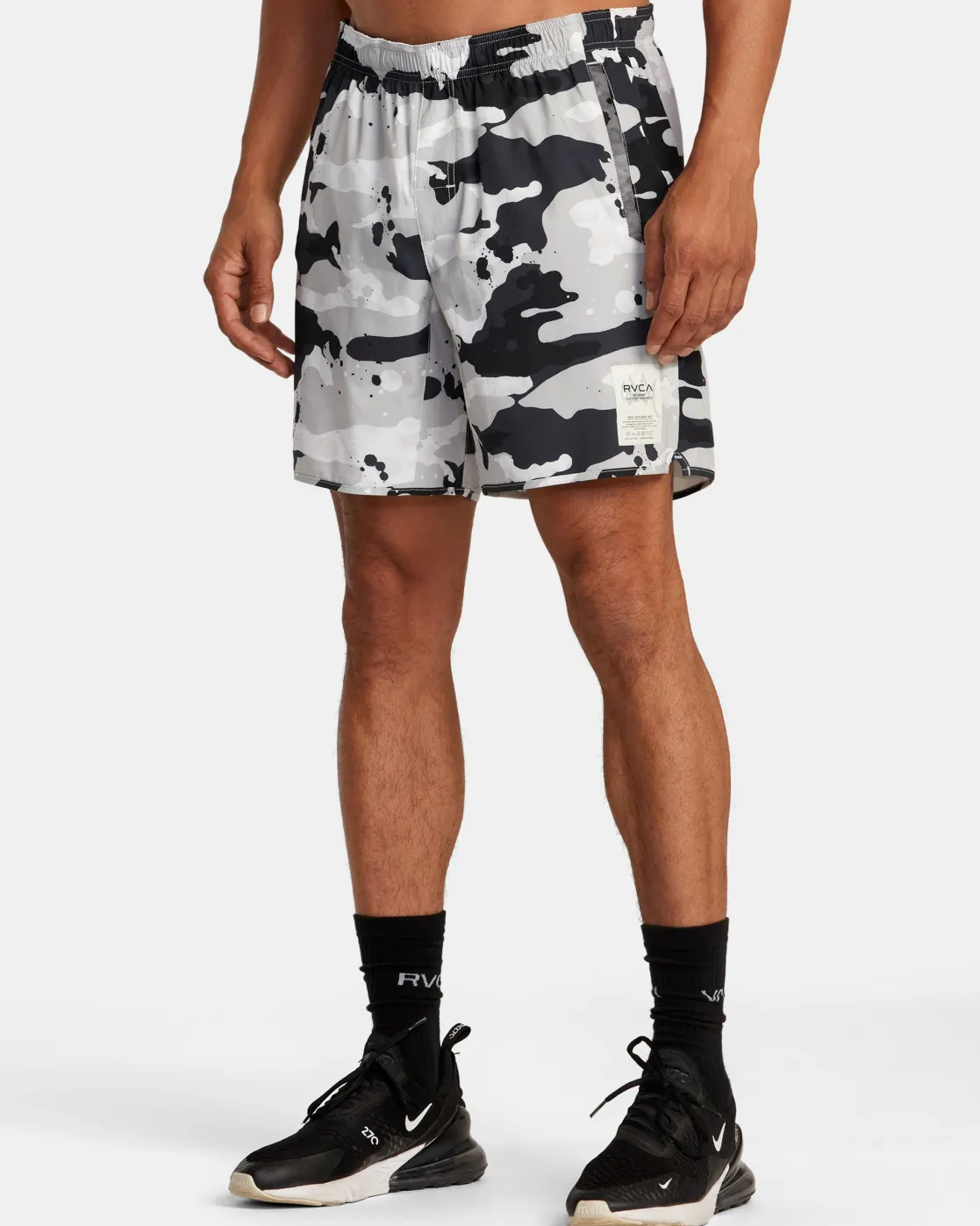 RVCA BEDWIN X STASH YOGGER STRETCH 17" ELASTIC WAIST SHORTS Black/White Sale
