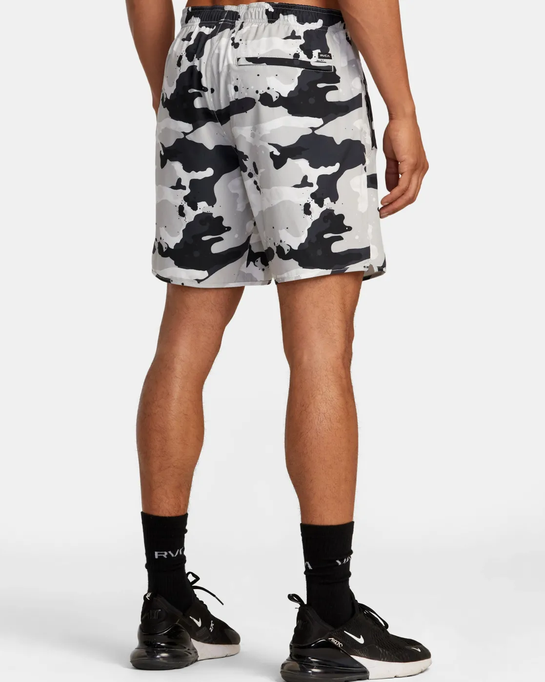 RVCA BEDWIN X STASH YOGGER STRETCH 17" ELASTIC WAIST SHORTS Black/White Sale