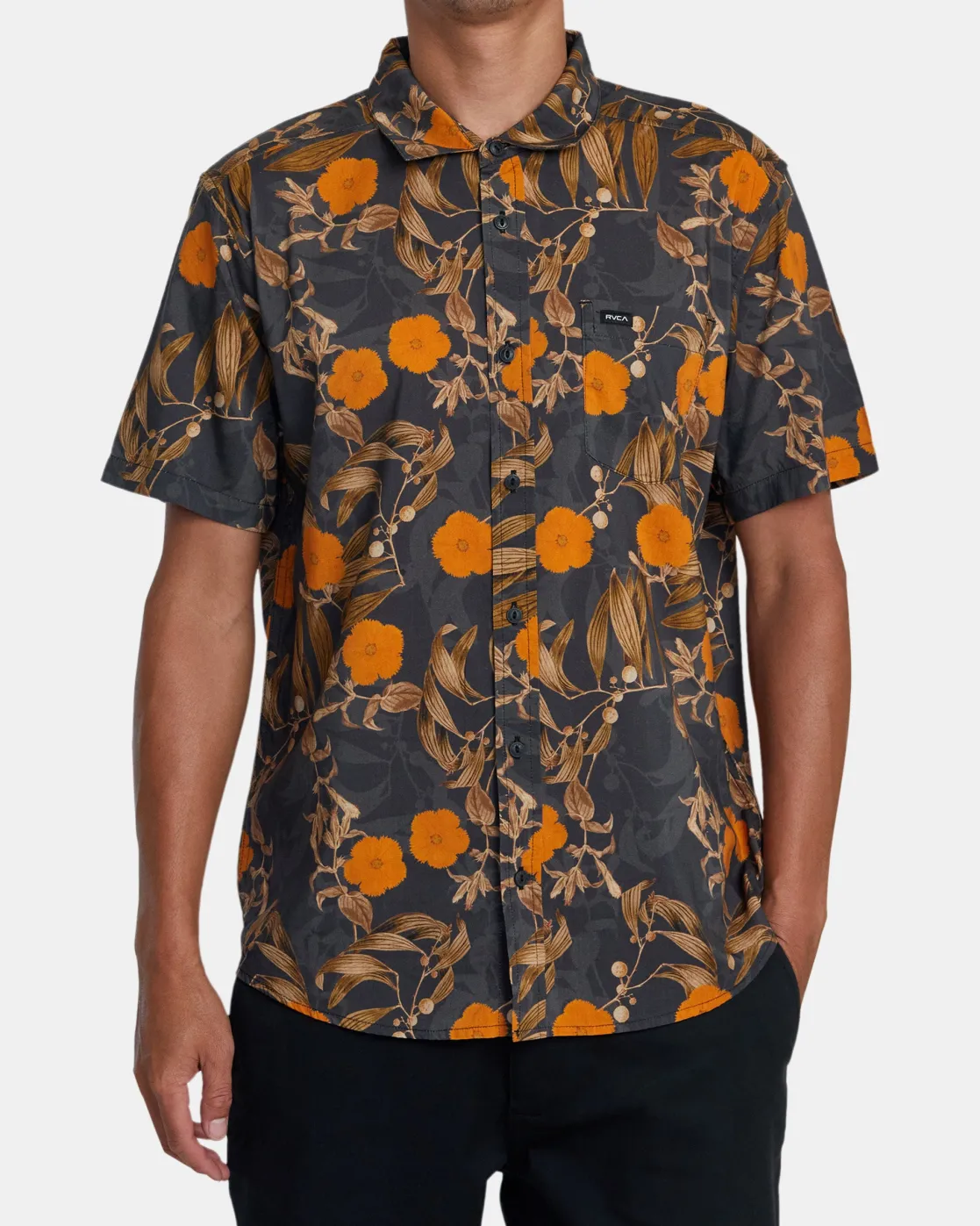 RVCA BOTANICAL SHORT SLEEVE SHIRT Black Sale