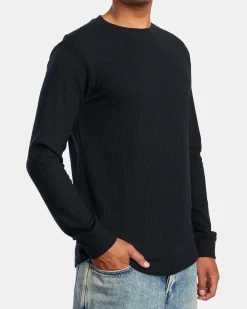 RVCA DAYSHIFT LONG SLEEVE THERMAL SHIRT Black New