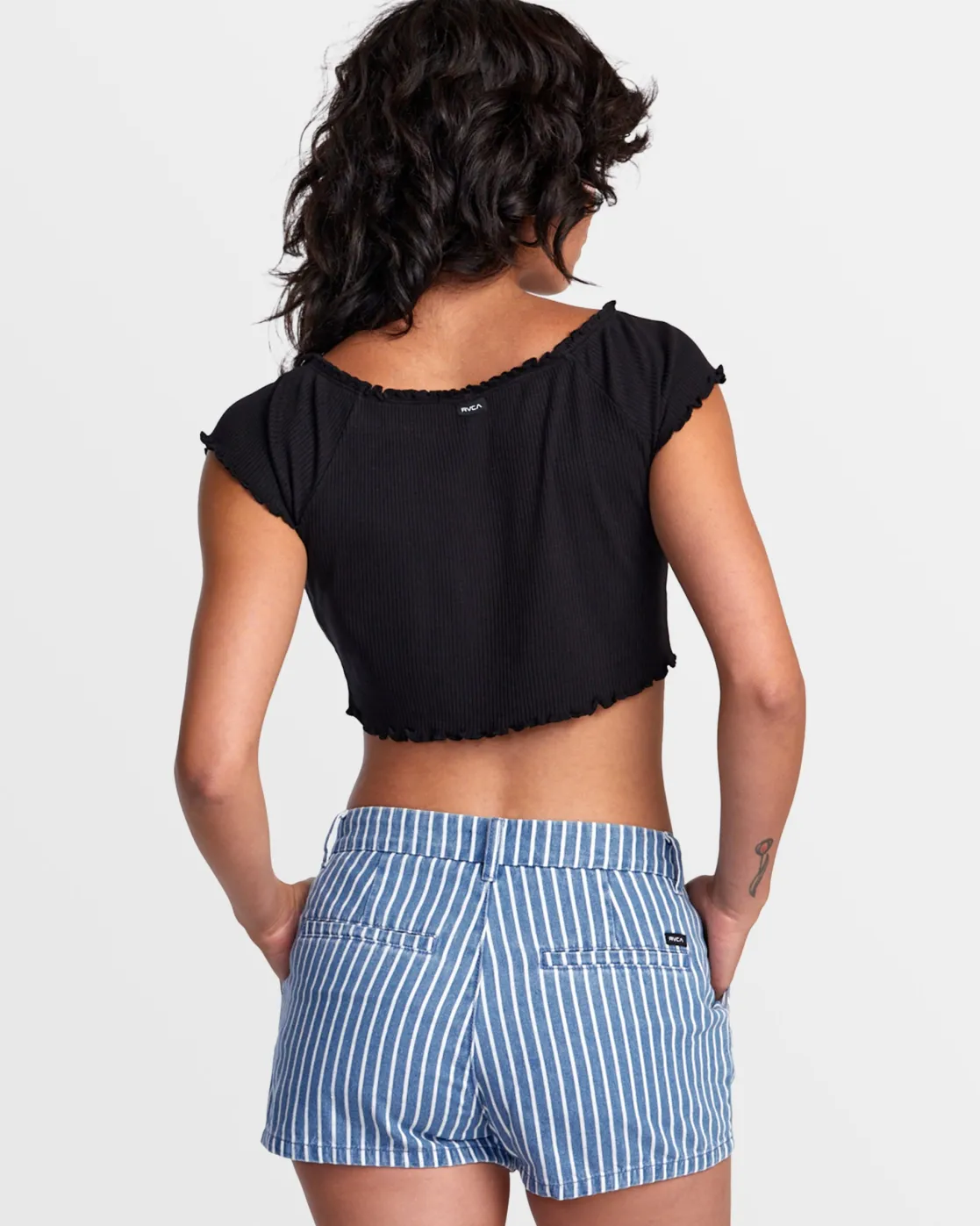 RVCA DELILAH OFF-THE-SHOULDER CROP TOP RVCA Black New