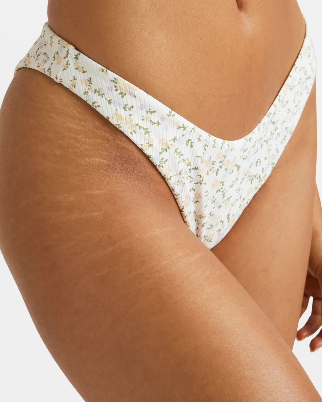 RVCA DITSY RIB MEDIUM FRENCH BIKINI BOTTOMS Whisper White Best