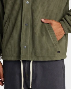 RVCA DOWNTOWN FLEECE COACHES JACKET Olive Discount