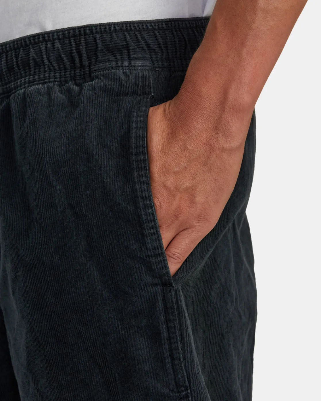 RVCA ESCAPE 17" ELASTIC WAIST CORDUROY SHORTS Black Sale