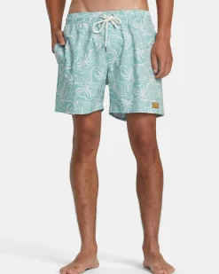 RVCA EXOTICA ELASTIC WAIST BOARDSHORTS 16'' Granite Green Hot