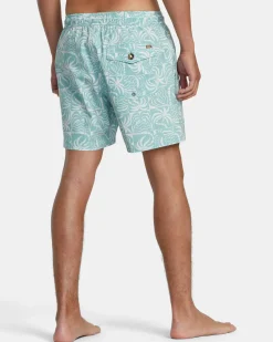 RVCA EXOTICA ELASTIC WAIST BOARDSHORTS 16'' Granite Green Hot
