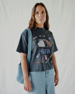 RVCA GABRIELLE MONCEAUX KINNEY TEE Washed Black Best