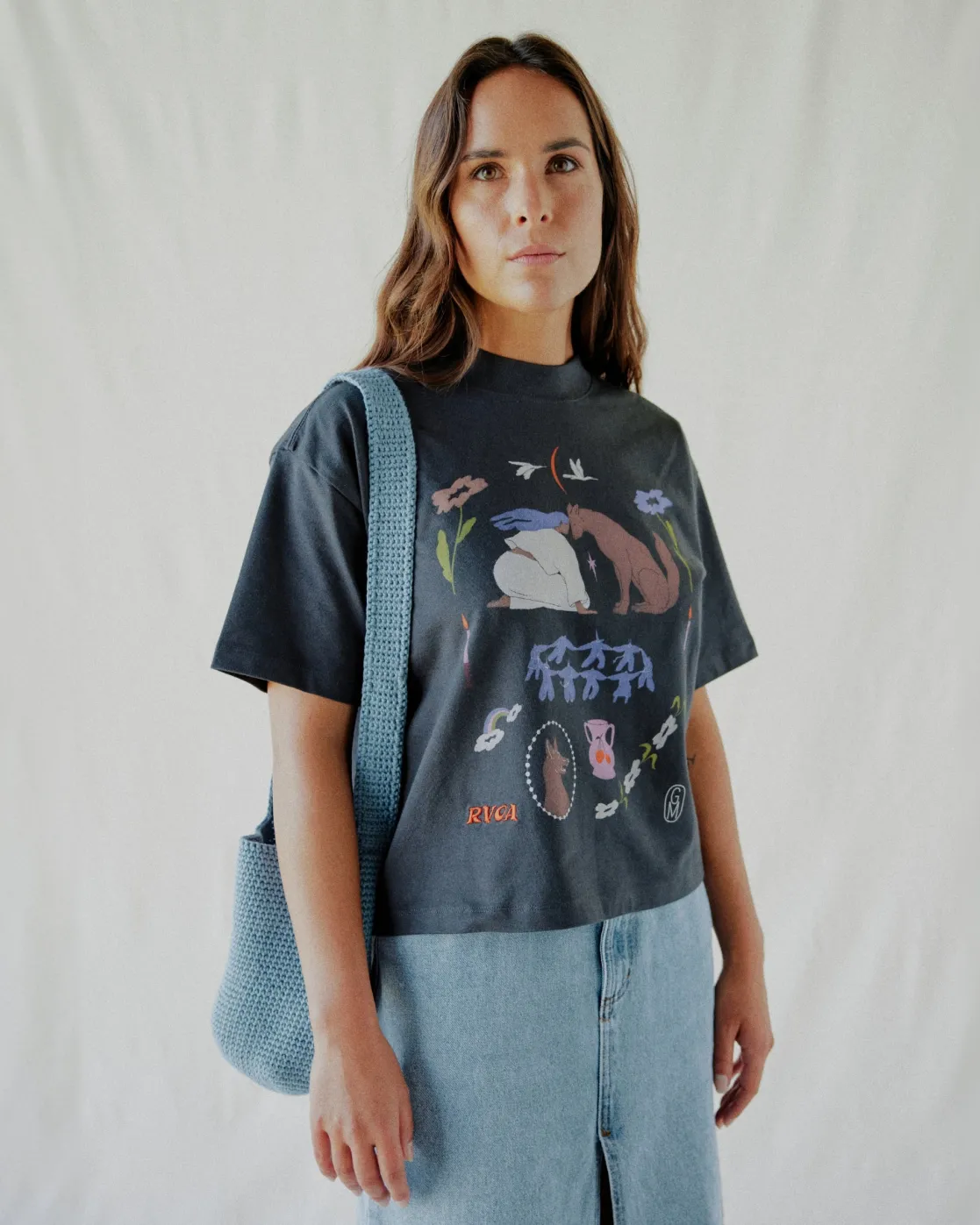 RVCA GABRIELLE MONCEAUX KINNEY TEE Washed Black Best