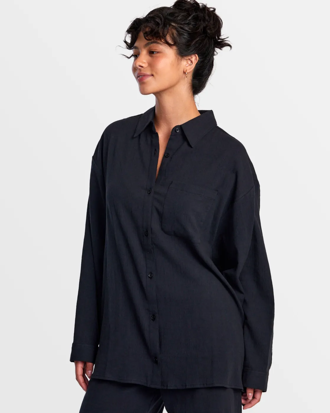 RVCA GIMME BEACH COVERUP SHIRT DRESS Rvca Black Hot