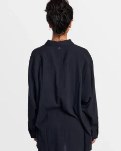 RVCA GIMME BEACH COVERUP SHIRT DRESS Rvca Black Hot