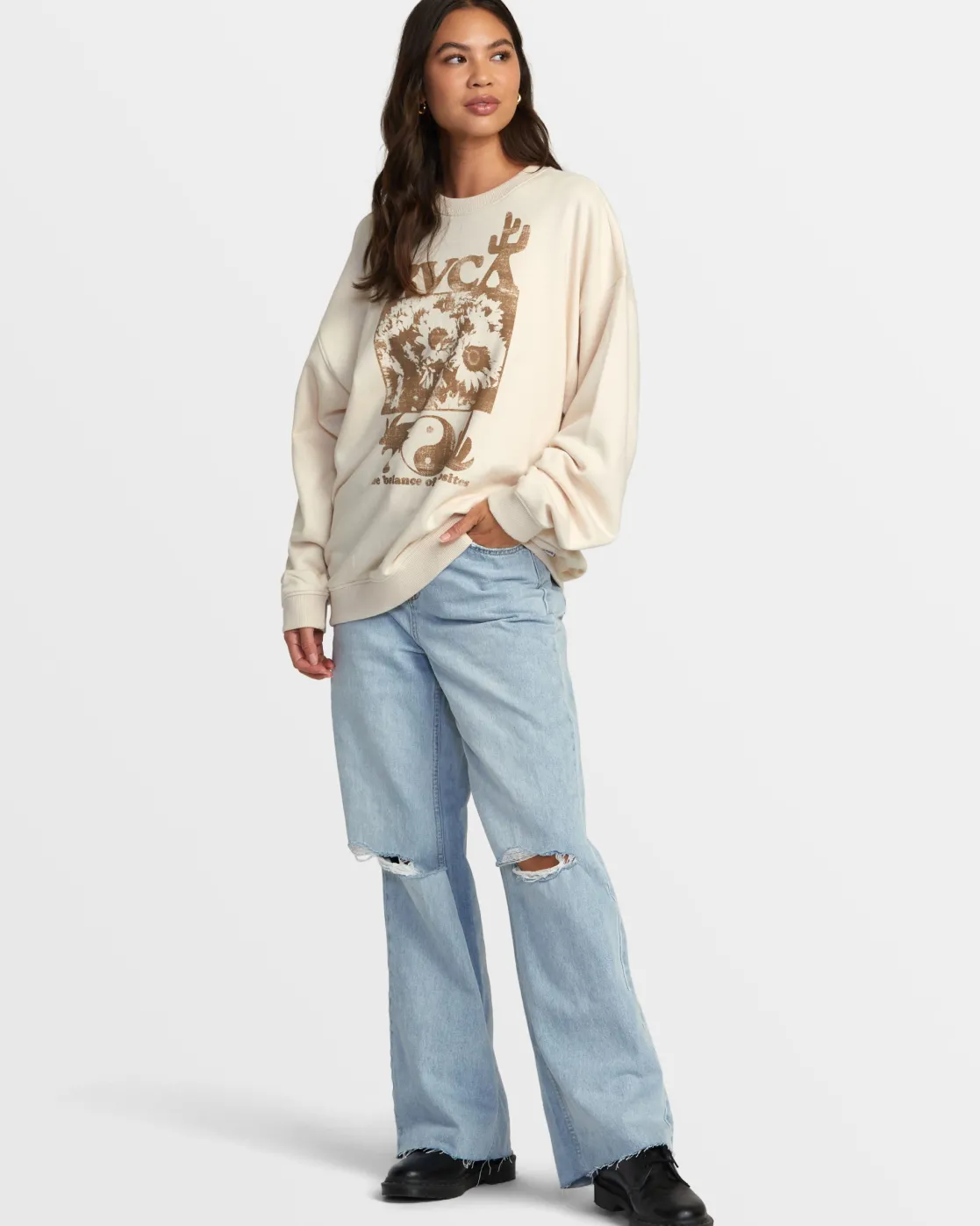 RVCA HAMILTON CREWNECK SWEATSHIRT Latte