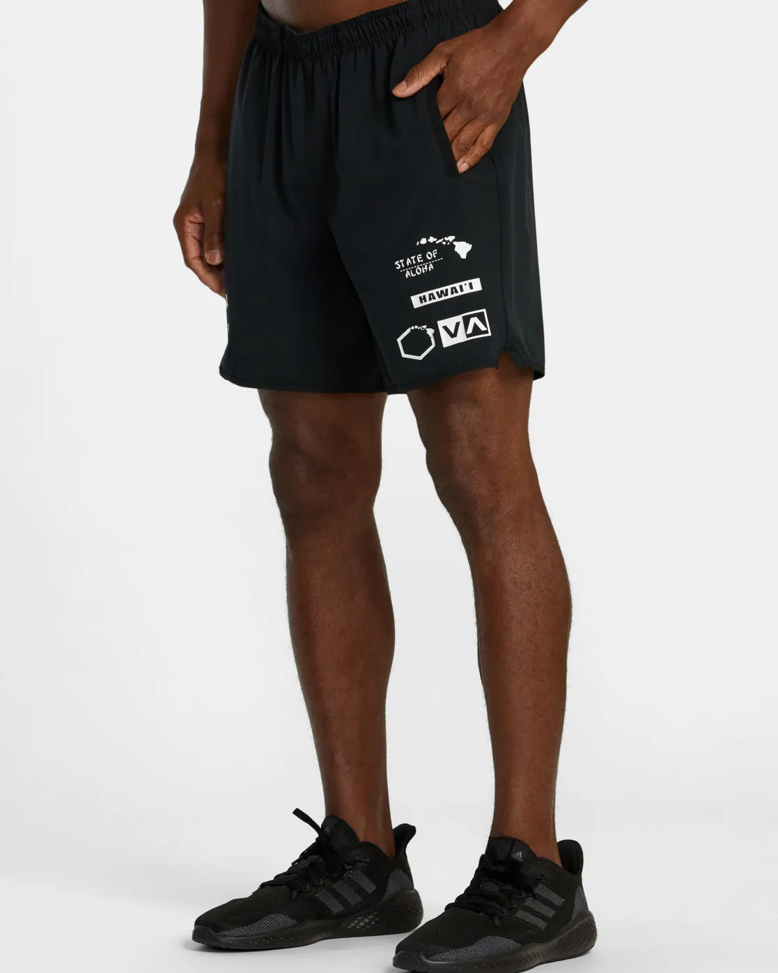 RVCA HAWAII ALL BRAND YOGGER STRETCH 17" SHORTS Black Best