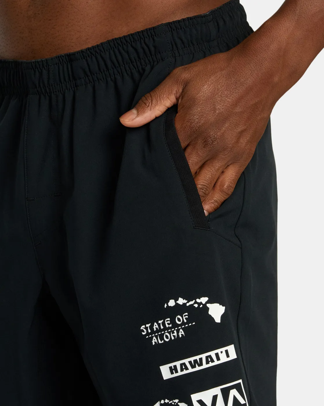 RVCA HAWAII ALL BRAND YOGGER STRETCH 17" SHORTS Black Best