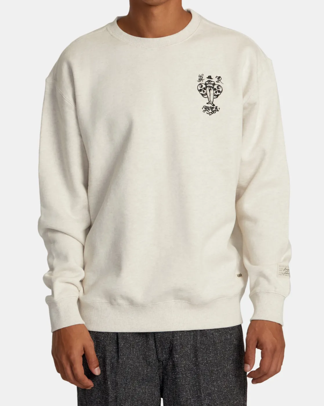 RVCA INVISIBLE MAN CREWNECK SWEATSHIRT Oatmeal Heather Best