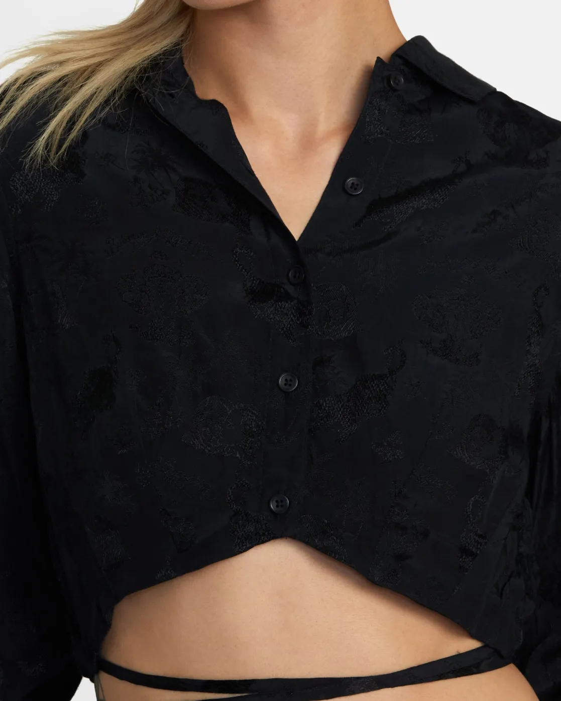 RVCA INVISIBLE MAN LONG SLEEVE CROP TOP Black Best