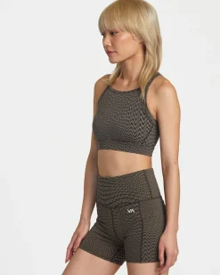 RVCA JACQUARD HIGH IMPACT BRA Va Warp Chocolate Sale