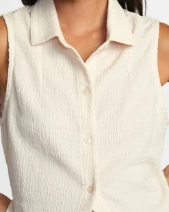 RVCA KLEIN BUTTONED TANK TOP Latte