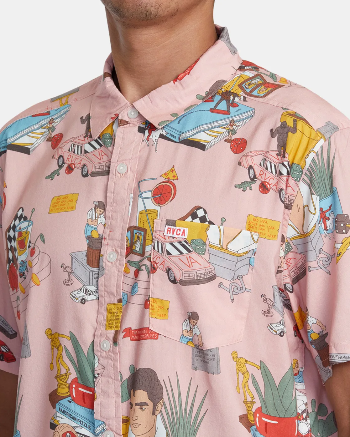 RVCA LUKE P SHORT SLEEVE SHIRT Multi New