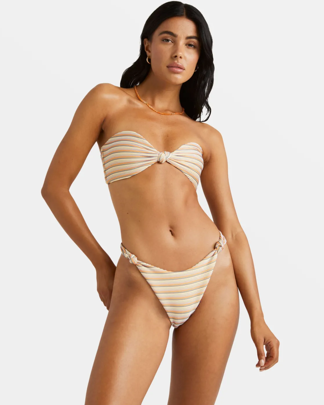 RVCA RIPPLE AND TWIST SKIMPY COVERAGE BIKINI BOTTOMS Sunrise New