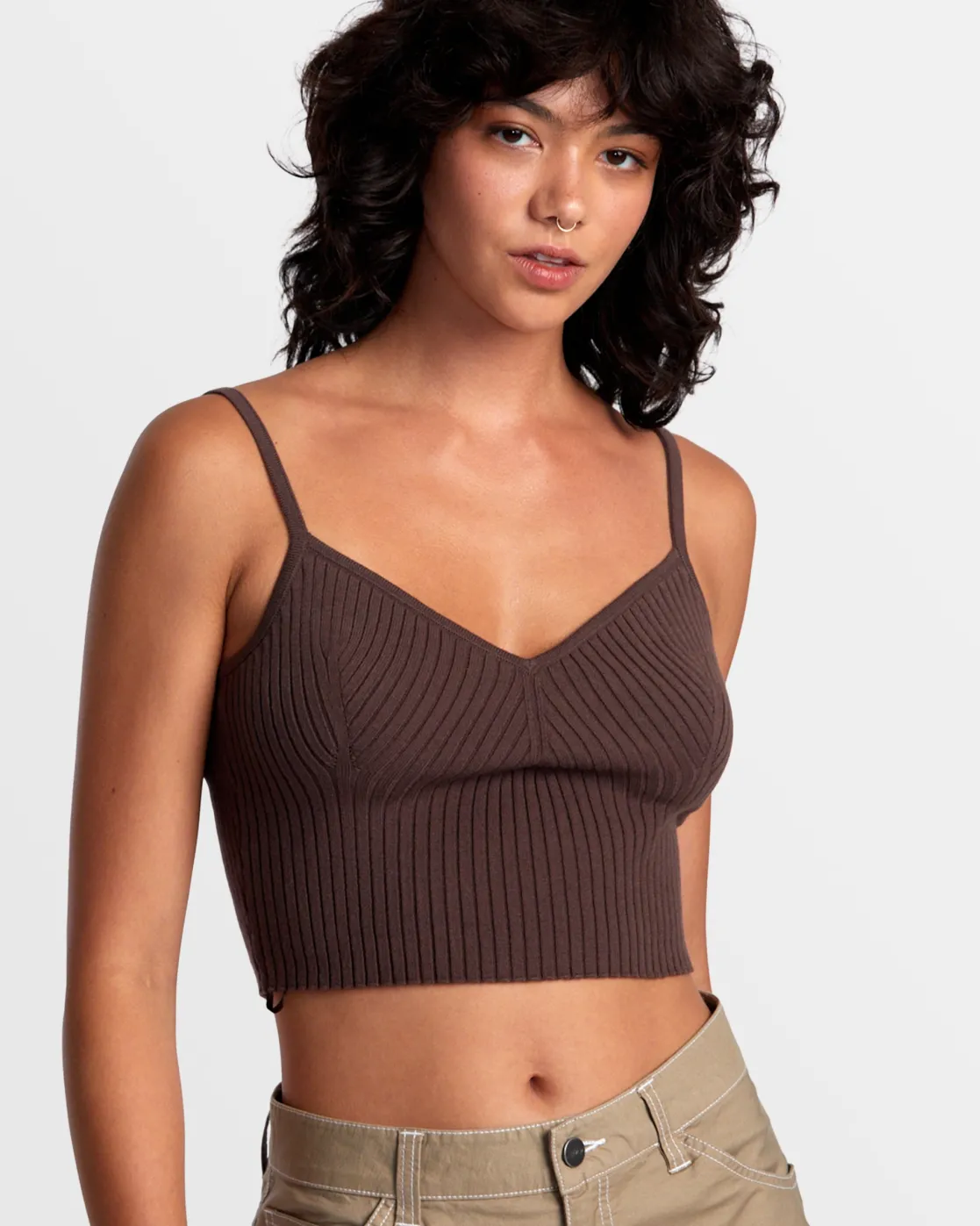 RVCA SILHOUETTE KNITTED TANK New Plum