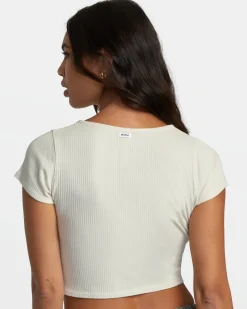 RVCA SMITTEN II CROPPED TOP Latte Discount