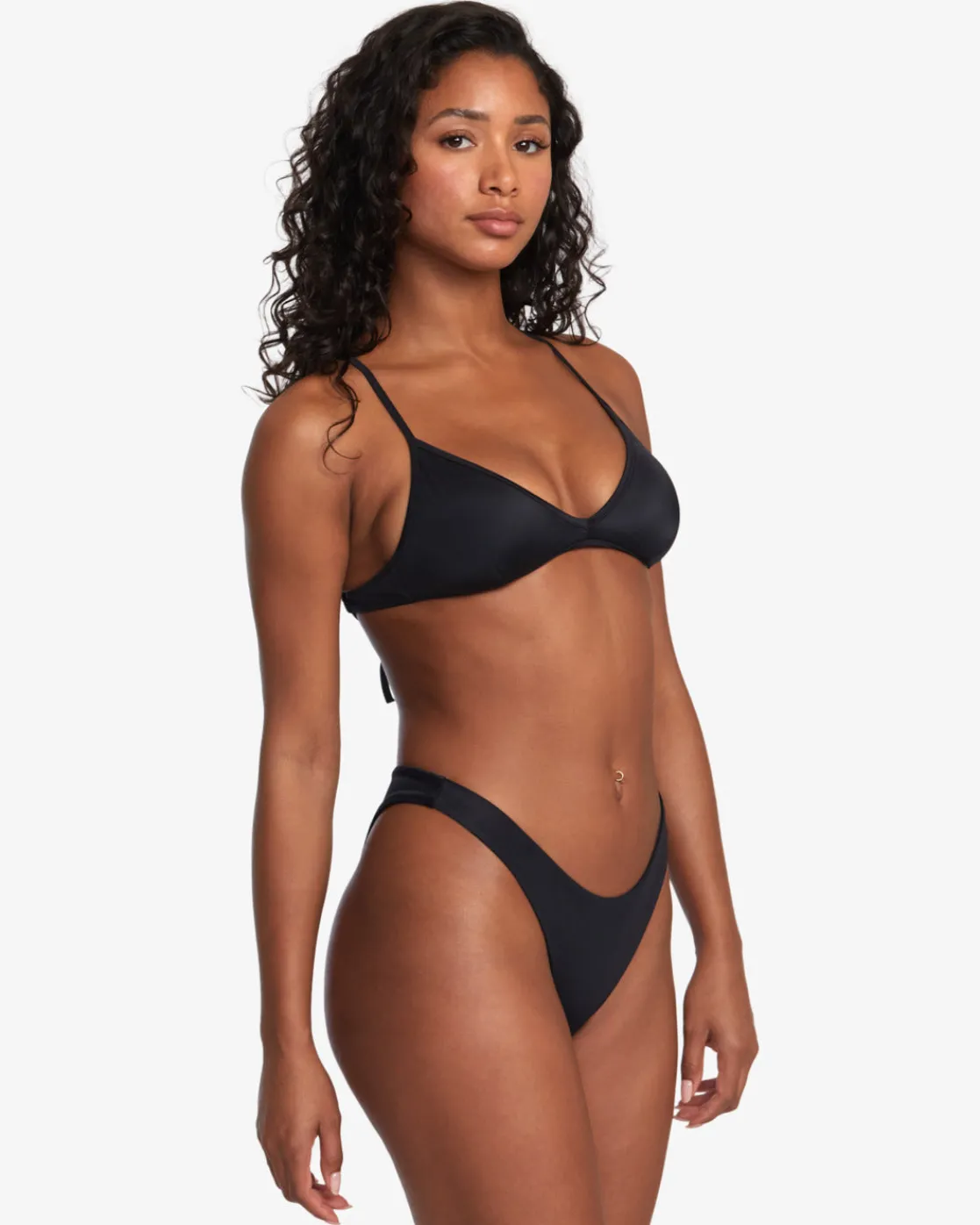 RVCA SOLID TRIANGLE CROSSBACK BIKINI TOP Black Online