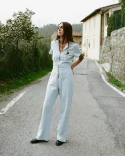 RVCA SPRING SHIFT WORKWEAR JUMPSUIT Blue Hickory Clearance
