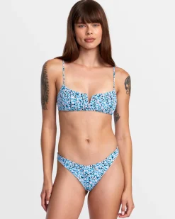 RVCA SPRINKLES HIGH LEG FRENCH BIKINI BOTTOMS Black Floral New