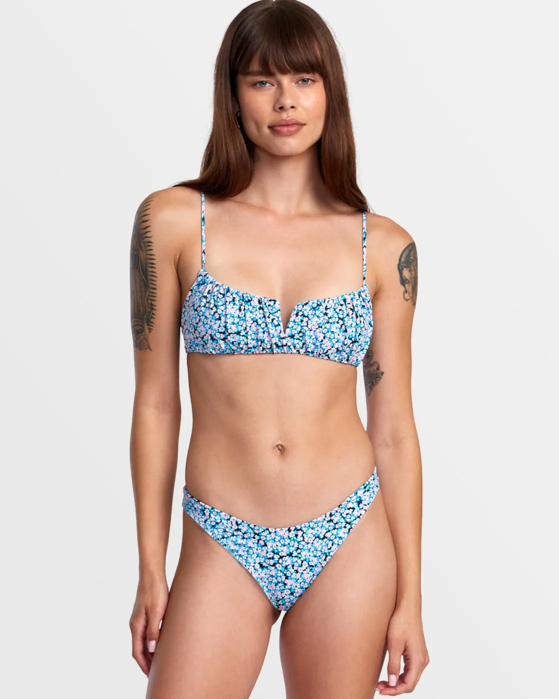RVCA SPRINKLES HIGH LEG FRENCH BIKINI BOTTOMS Black Floral New
