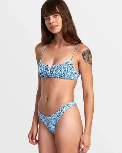 RVCA SPRINKLES V-WIRE BRALETTE BIKINI TOP Black Floral Online