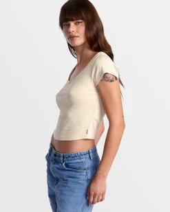 RVCA SWEET WIDE RIB TEE Latte Discount