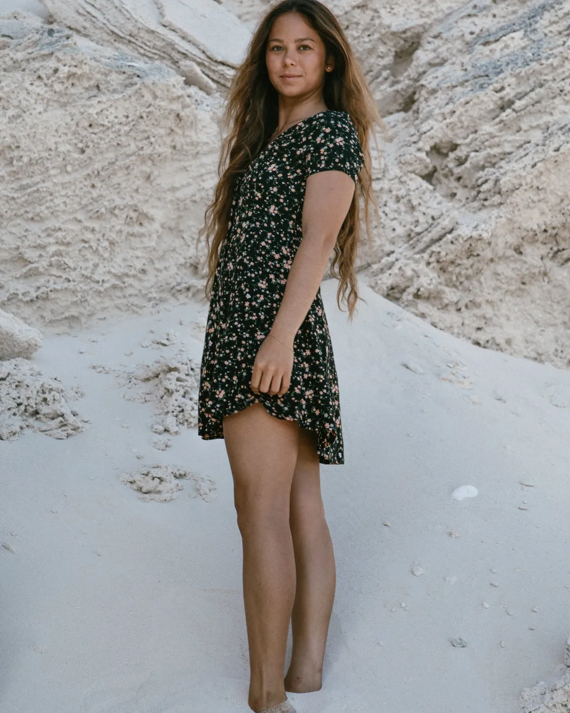 RVCA UNDERSTATED MINI DRESS Tan Discount