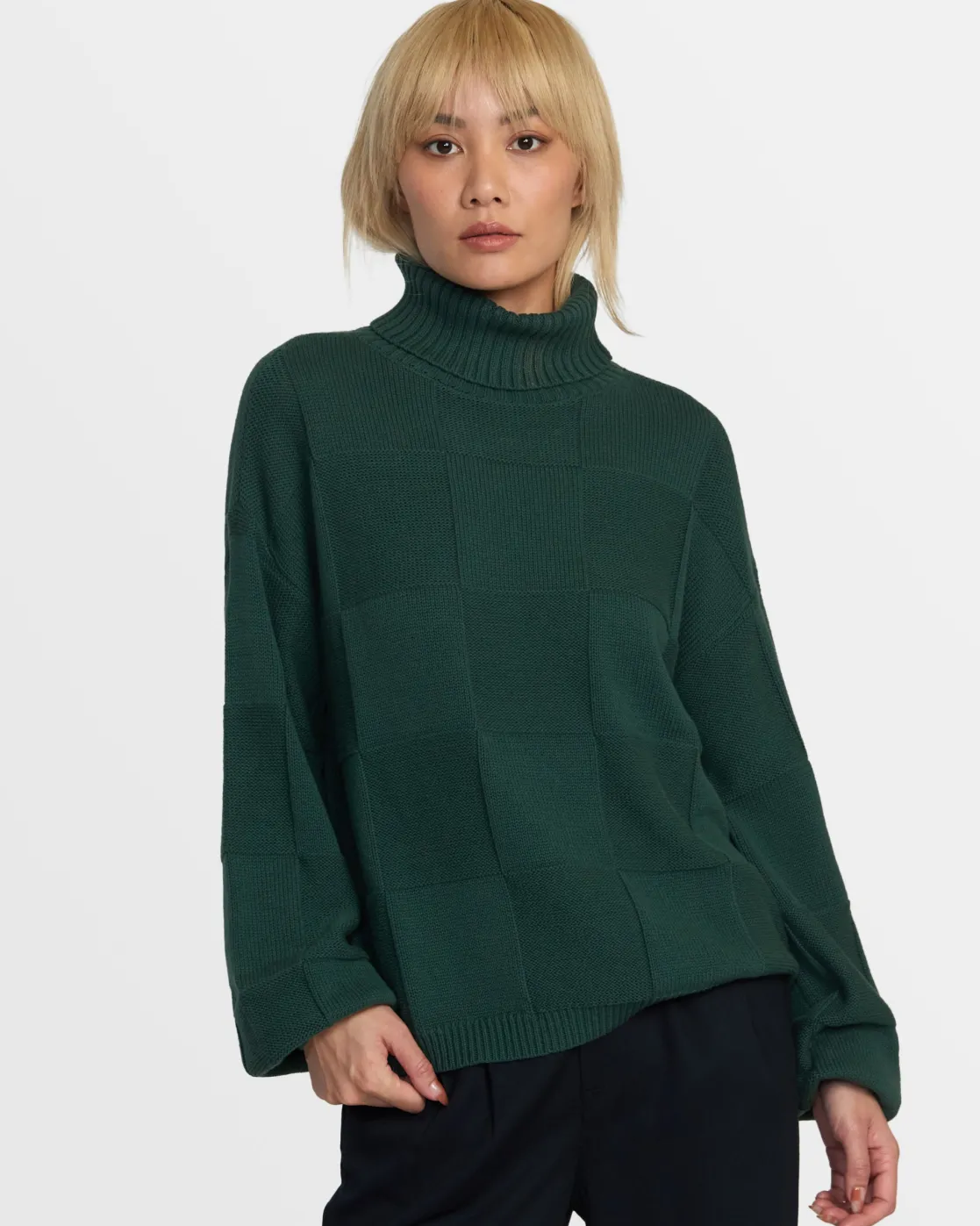 RVCA VINEYARD TURTLENECK SWEATER Pineneedle Clearance