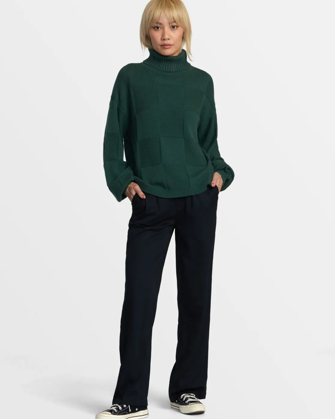 RVCA VINEYARD TURTLENECK SWEATER Pineneedle Clearance