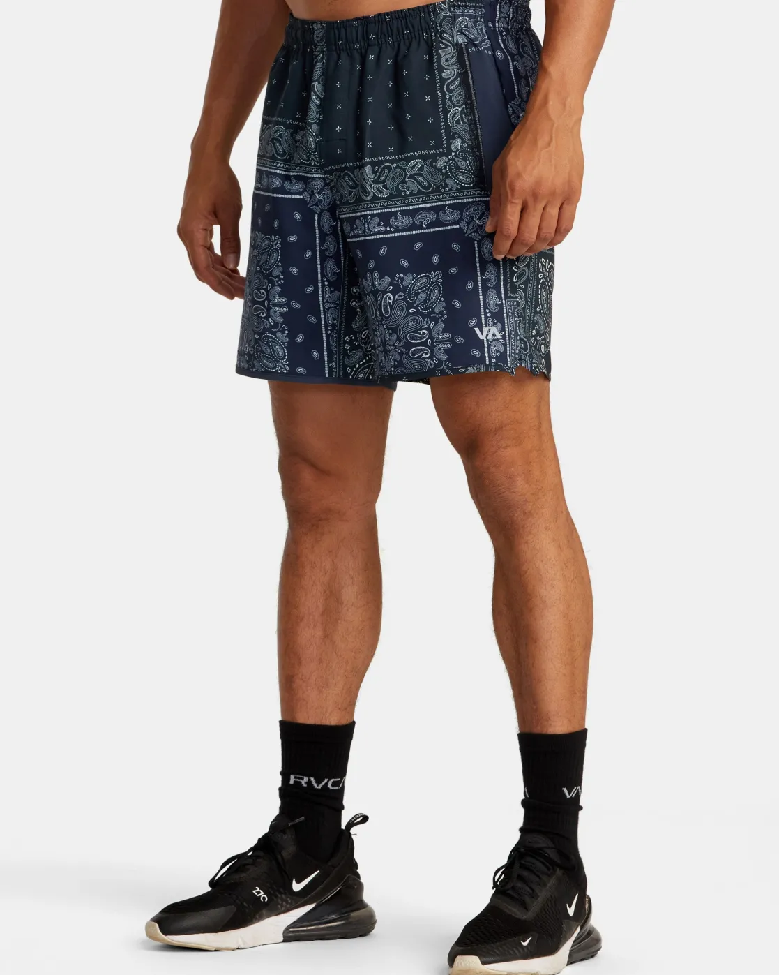 RVCA YOGGER STRETCH 17" ATHLETIC SHORTS Black Patchwork Discount