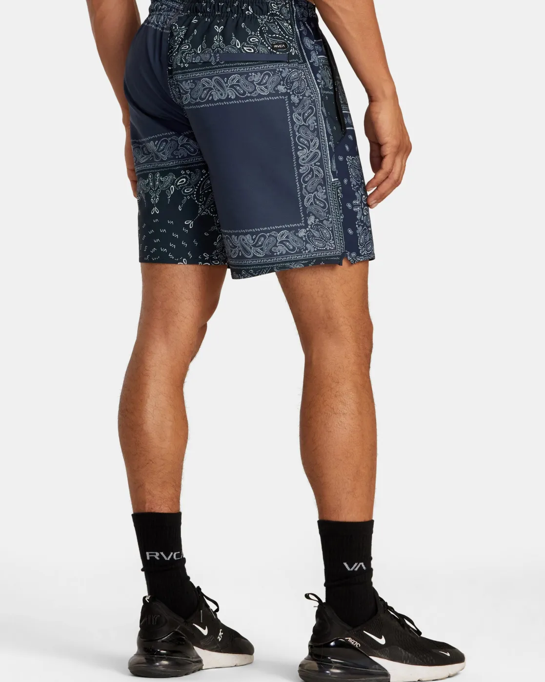 RVCA YOGGER STRETCH 17" ATHLETIC SHORTS Black Patchwork Discount