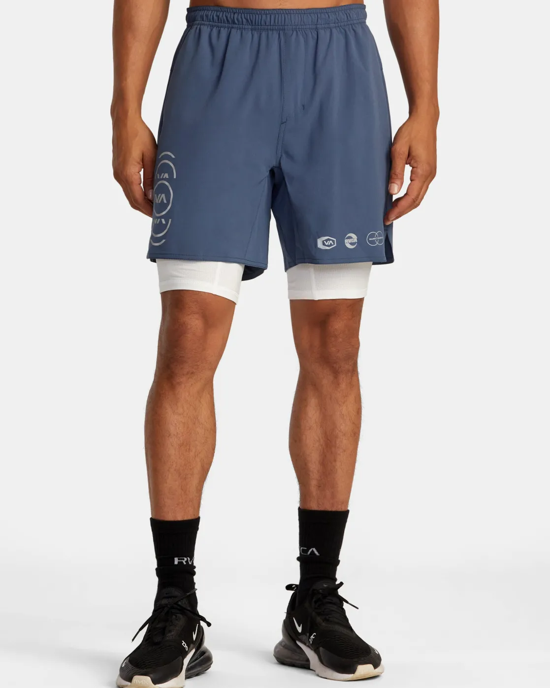 RVCA YOGGER TRAIN 2-IN-1 17" WORKOUT SHORTS Vintage Indigo New
