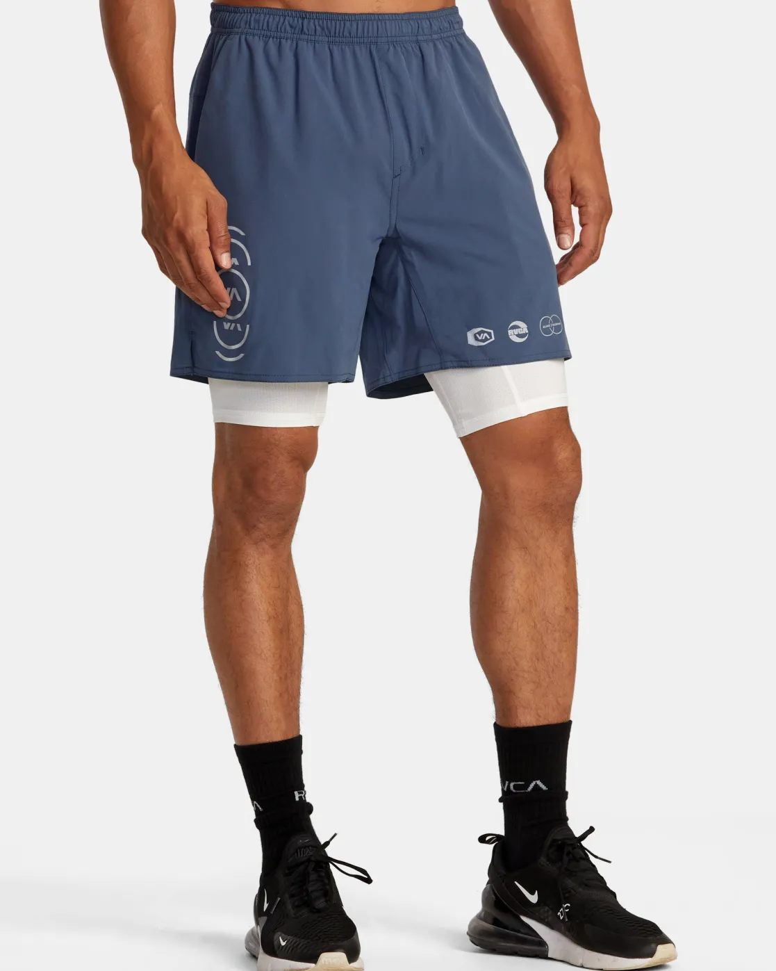 RVCA YOGGER TRAIN 2-IN-1 17" WORKOUT SHORTS Vintage Indigo New