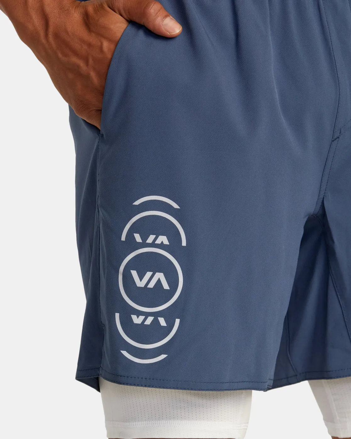 RVCA YOGGER TRAIN 2-IN-1 17" WORKOUT SHORTS Vintage Indigo New