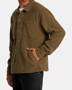 RVCA YUKON HI PILE FLEECE SHIRT JACKET Mushroom New