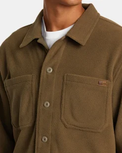 RVCA YUKON HI PILE FLEECE SHIRT JACKET Mushroom New